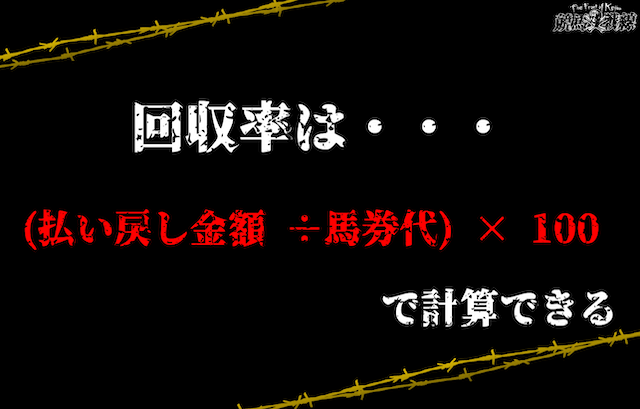 回収率は『(払い戻し金額 ÷/馬券代) × 100』で計算できる